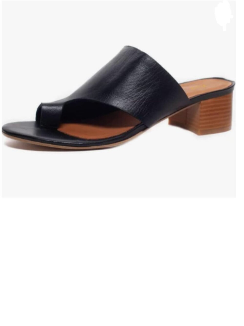 FOWT Black Round Toe Flip Flops Chunky Block Heel Slipper Mules Summer Shoes